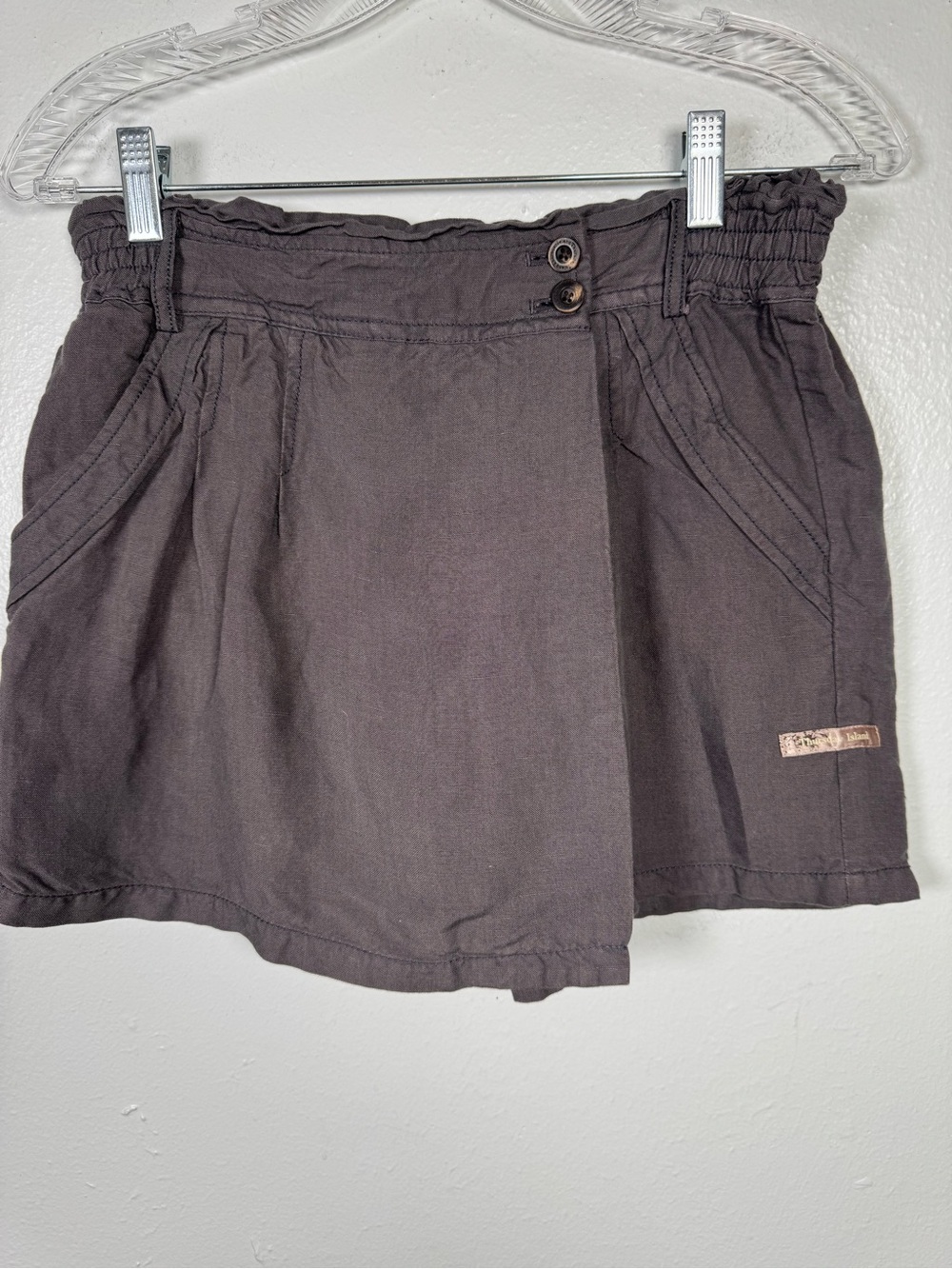 Thursday Island Linen Blend Skort Womens S Gray Urban Vintage Pockets 29” Waist